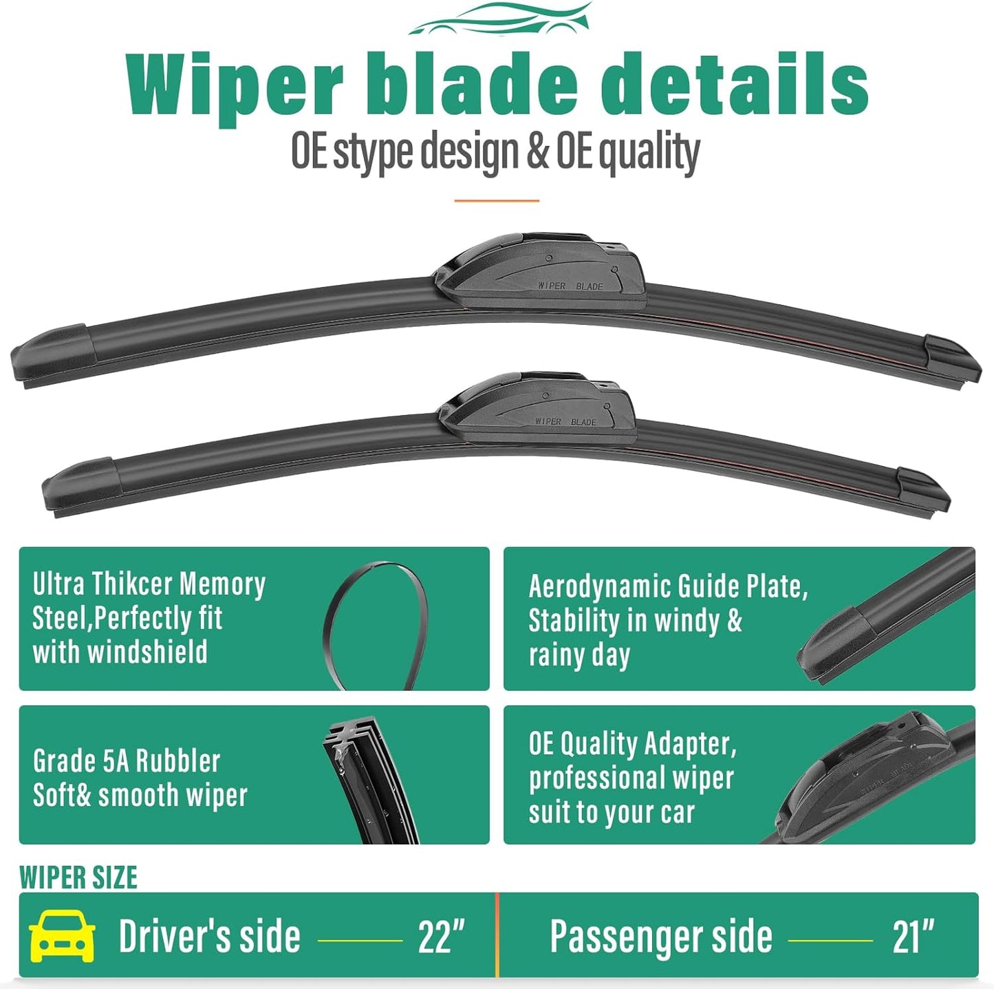 26" 16" 12" Windshield Wiper Blades Replacement for Toyota RAV4 2019 2020 2021 2022 2023 2024 2025 RAV 4 / Mazda 5 2006-2015 Premium All Weather Front Rear Wipers Set - OEM Quality (Pack of 3) - Colors A