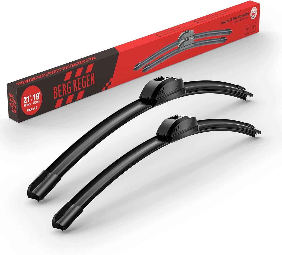 BERG REGEN 22"+19" Windshield Wiper Blades Replacement for Chevy Chevrolet Colorado 2006-2012, Suzuki Forenza 2004-2008, Ford Focus 2000-2011, GMC Canyon 2004-2012 –Genuine OEM Quality (Set of 2)