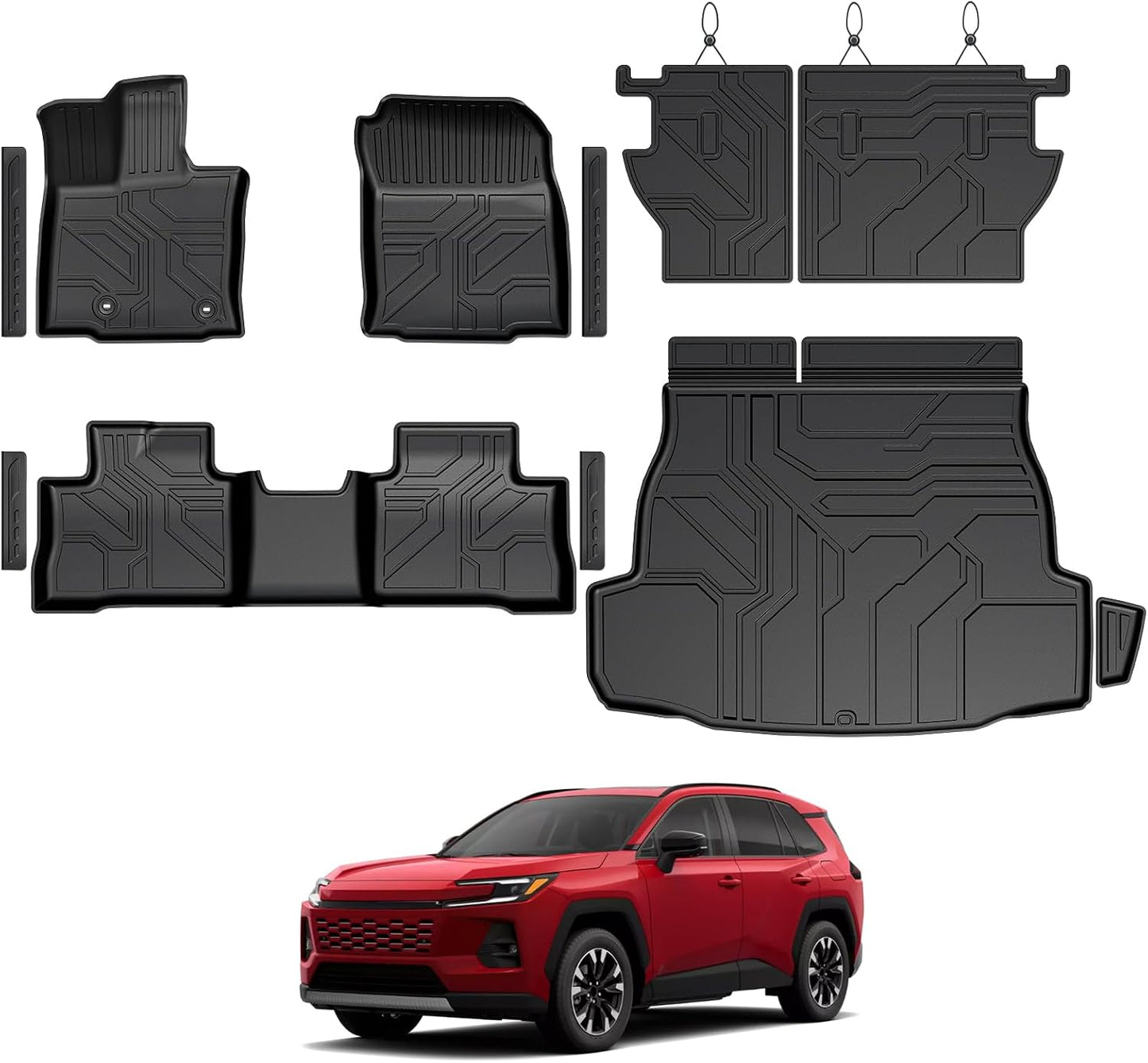 Floor Mats for Toyota Sienna 2021-2026, All Weather Floor Mats Lower Trunk Cargo Liner Accessories, Full Coverage Set (Fit 8-Seat with Spare Tire)