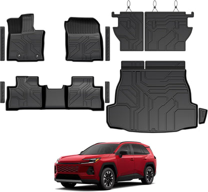 Floor Mats for Toyota Sienna 2021-2026, All Weather Floor Mats Lower Trunk Cargo Liner Accessories, Full Coverage Set (Fit 8-Seat with Spare Tire)
