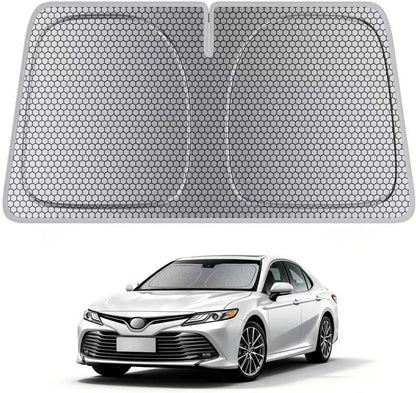helloleiboo Graphene Car Windshield Sun Shade Car Sun Shade for Windshield with Heat Absorption Coating Foldable Design with UV Protection to Keep Your Car Interior Cooler Silver (X-Large-61 × 34 in)