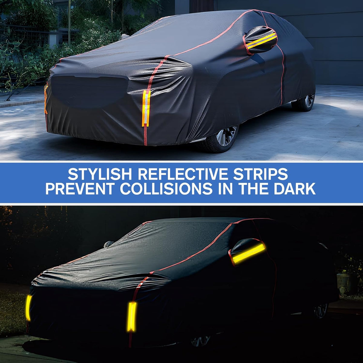 6 Layers Car Cover Waterproof All Weather Car Cover Waterproof All Weather, Outdoor Full Exterior Cover Rain Sun UV Snowproof Protection with Zipper Cotton for SUV (185-190inch)