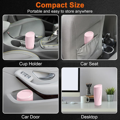 Car Trash Can, 2 Packs Mini Car Trash Bin with Lid, Leakproof Cup Holder Car Garbage Can with 60 Trash Bags, Vehicle Front Back Seat Organizers and Storage for Car, Home, Office, Black