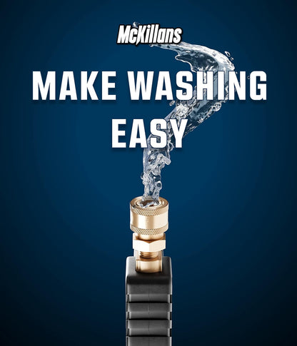 McKillans Pressure Washer Gun with Swivel & Foam Cannon Wide Mouth & M22-14mm Adapter - Adjustable Thick Foam - Power Washer Gun - 3/8" Male Plug & 1/4” Quick Connector Coupler