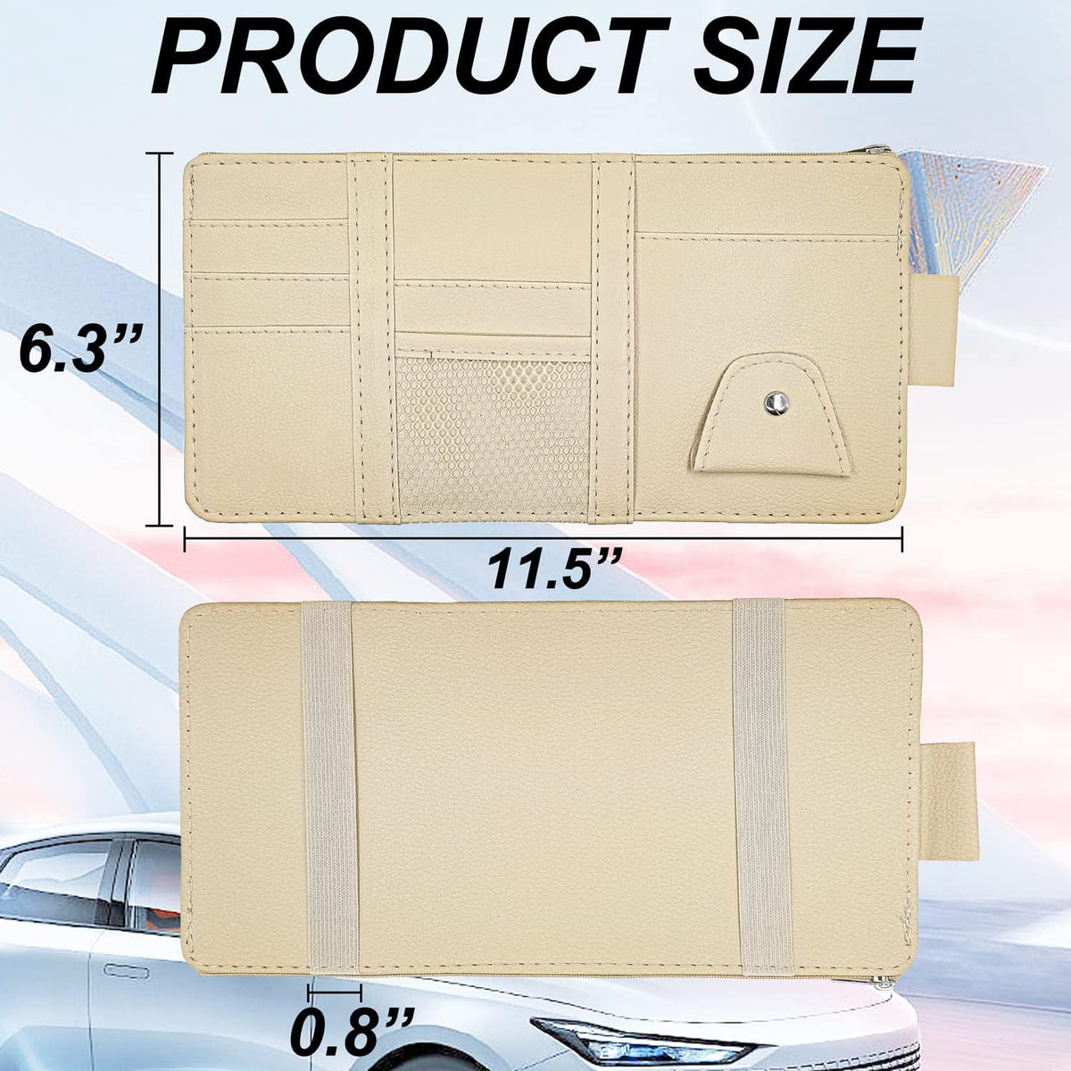 Keedolla Car Sun Visor Organizer, Truck Visor Organizer Car Sun Storage Pocket Pouch Case Bag for Sunglasses, Cards, Pens and Document - Pink