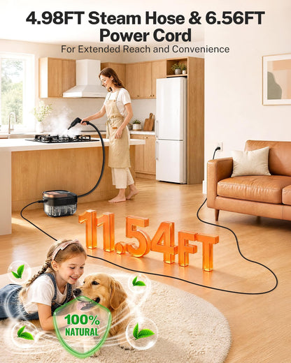 ODSD Steam Cleaner for Home & Car, 15s Fast Heating Handheld Steam Cleaner with 1.6L Tank, 3-Level Pressurized Steamer for Cleaning Tile, Grout, Sofa & Car Detailing