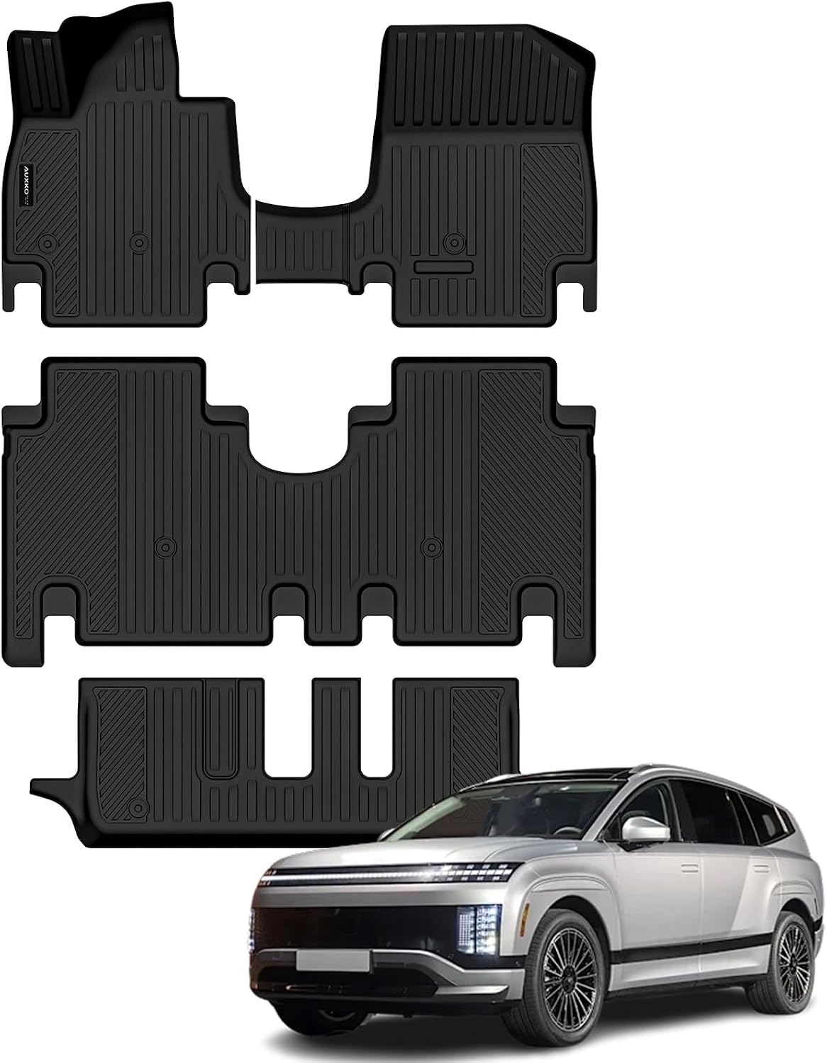 Auxko All Weather Floor Mat & Cargo Mat Fit for 2026 2025 2024 2023 2022 Hyundai Tucson Hybrid(Not PHEV) TPE Liner Tucson Accessory Set All Season Odorless Anti-Slip Floor Liner