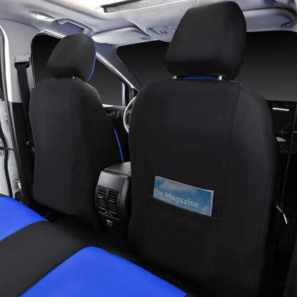 CAR PASS Faux Leather Car Seat Covers Front Seats Only, 3D Foam Support Car Seat Covers, Universal fit for Trucks Vans SUVs Sedans Automotive Comfortable, Airbag Compatible 2 Pieces Front Solid Black