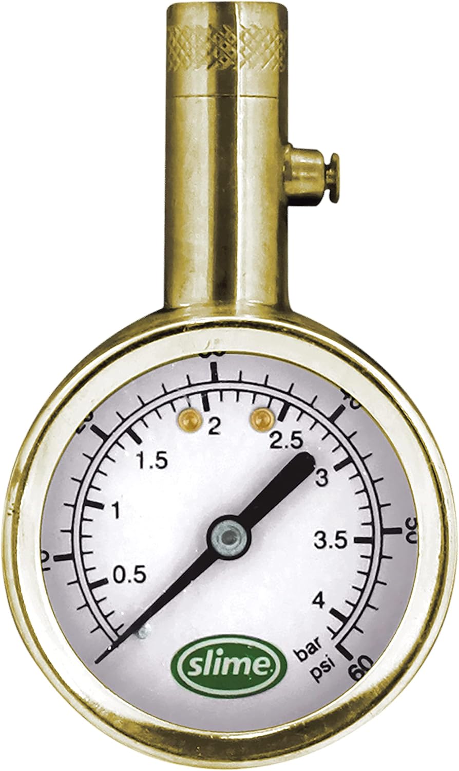 Slime 20049 Tire Pressure Gauge, Large Face Dial Analogue Gauge, 5-60 PSI