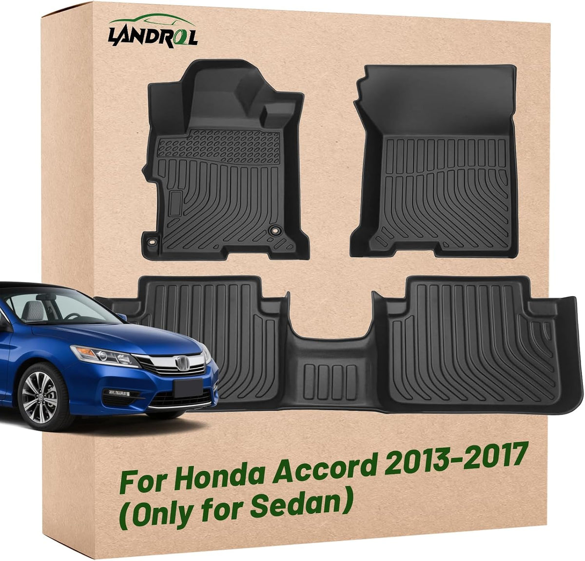 Car Floor Mats Replacement for Honda Civic Sedan & Sedan Si 2012-2015 (Not for Coupe) Heavy Duty Liner Custom Fit All Weather Protection Carpets Coverage Waterproof Durable Odorless
