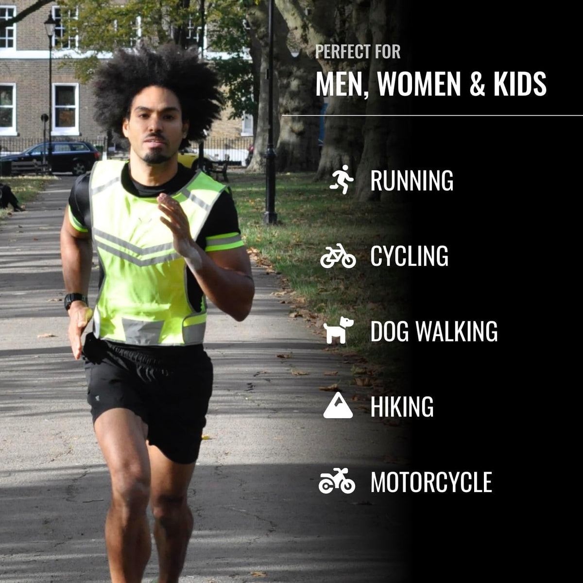 Reflective Running Vest with Pocket & 2 Bands, High-Visibility