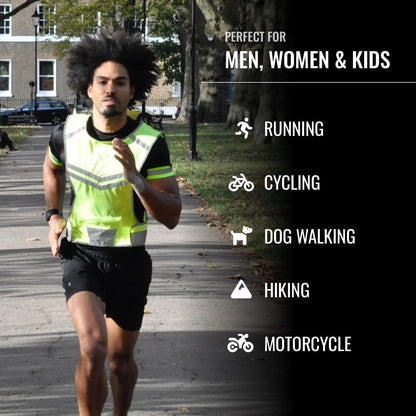 Reflective Running Vest with Pocket & 2 Bands, High-Visibility