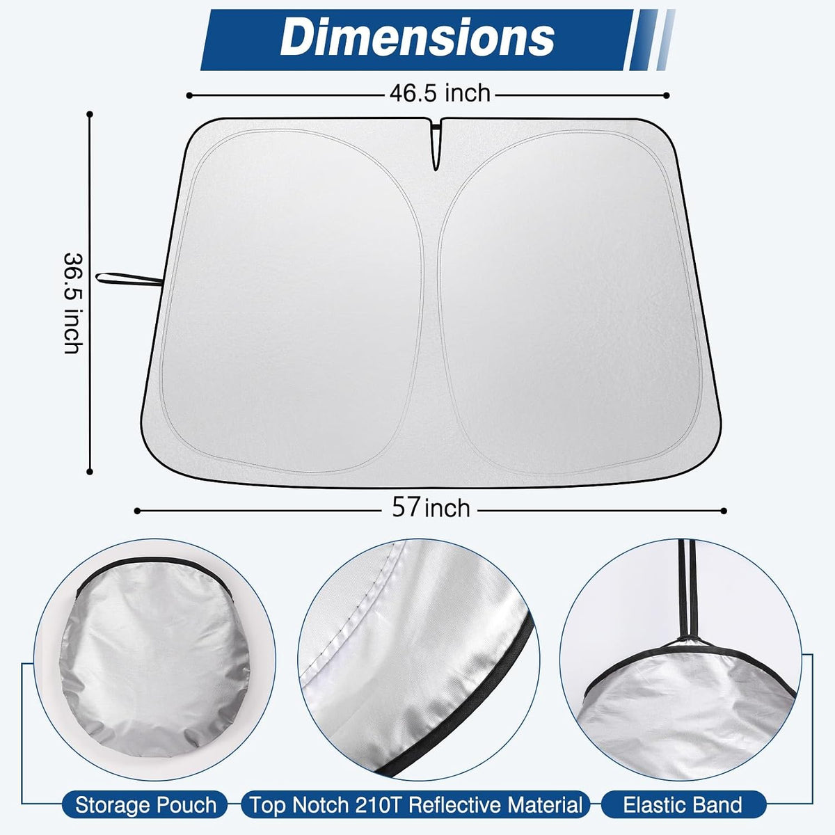 Windshield Sun Shade - Car Sun Shade Windshield, Reflector Sunshade Offers Ultimate Protection for Car Interior, Foldable Front Window Fit for Hatchback, Truck, SUV, MPV