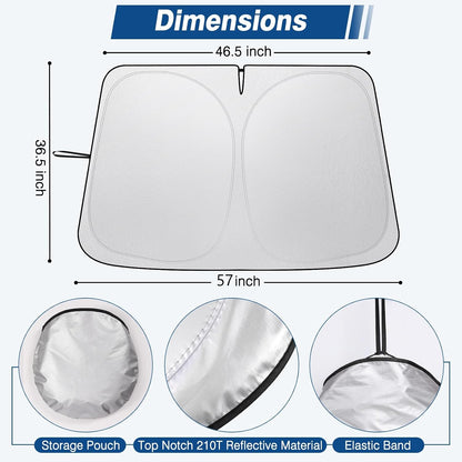 Windshield Sun Shade - Car Sun Shade Windshield, Reflector Sunshade Offers Ultimate Protection for Car Interior, Foldable Front Window Fit for Hatchback, Truck, SUV, MPV