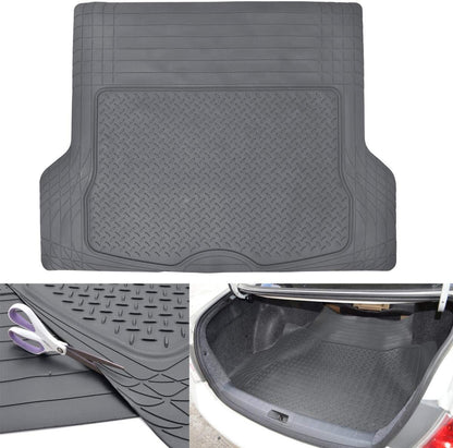 Cat® ToughRide™ Heavy-Duty 3 Piece Rubber All Season Floor Mats for Car Truck Van SUV, Black - Premium Trim to Fit Cars Floor Mat, All Weather Deep Dish Automotive Floor Mats, Total Dirt Protection
