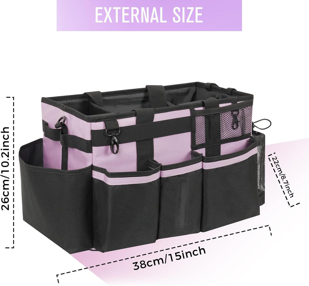 SCAVATA Wearable Cleaning Caddy Organizer with Handle & Shoulder Straps for Housekeepers, Under Sink & Car Cleaning Tool Organizer Bag with 4 Foldable Dividers (Green)