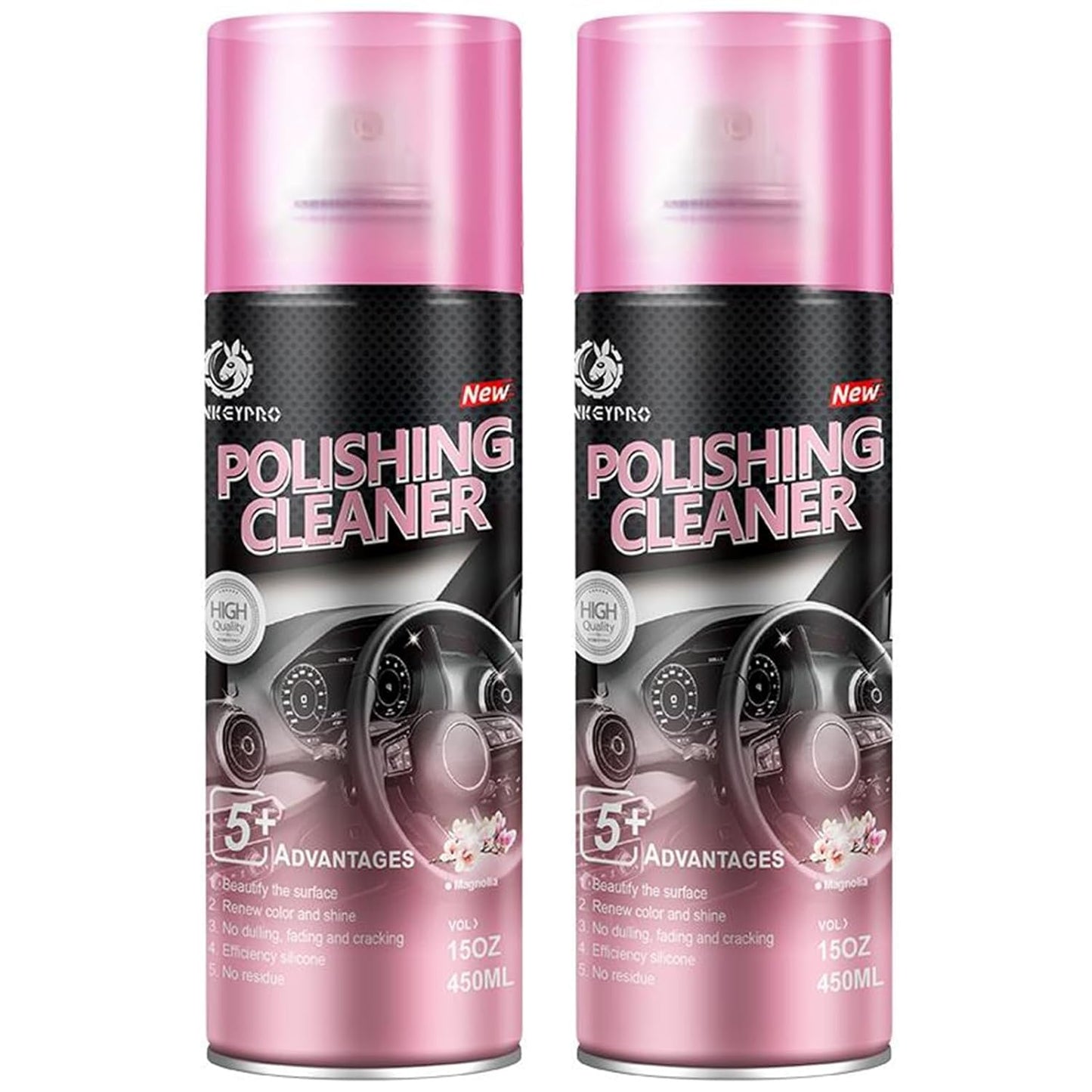 DONKEYPRO Interior Car Cleaner & Polishing - Repels Dust & Staining, Restores & Protects Plastic, Vinyl, Leather, Dashboard - UV Guard, Anti-Aging, Exterior & Interior Car Detailer Spray (3 x 15oz)