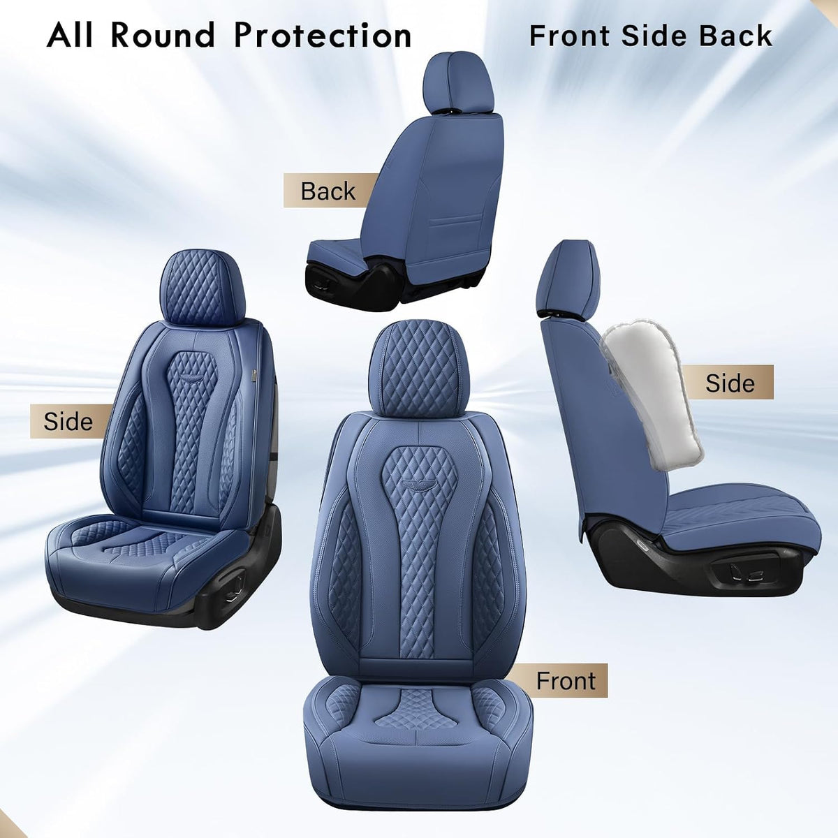 Coverado Seat Covers, Car Seat Covers Full Set, Black Car Seat Cover, Car Seat Covers Front Seats Back Seat Cover, Waterproof Car Seat Cushion, Leather Seat Covers Seat Protector Fit for Most Cars