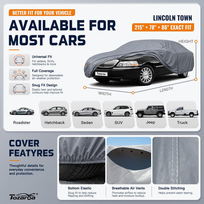 SUV Cover Waterproof All-Weather,Outdoor Full Exterior Automobiles SUV(Length 182-190 inch) with Windshield Sun Shade Universal Fit Toyota RAV4,CRV,Model Y,Q5,Size S2 (See SizeChart)
