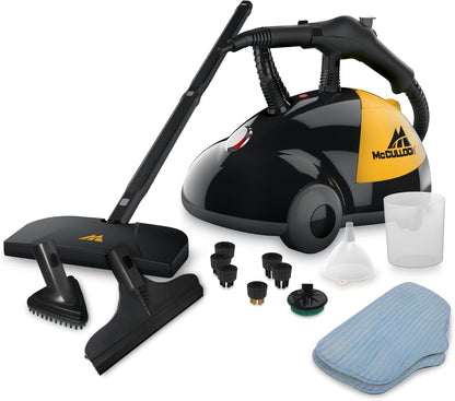 McCulloch MC1385 Deluxe Canister Steam Cleaner, 2-Hour Runtime, Chemical-Free, 23 Accessories: Mop Head, Brushes & More - Built for Home, Tile, Carpet, Furniture, & Personal Car Detailing