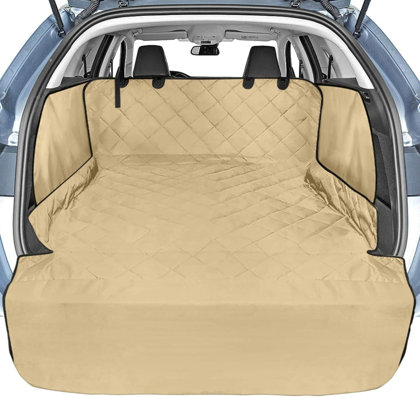 Veckle SUV Cargo Liner for Dogs with Side Flaps, Large (54" x 93") Water Resistant Trunk Cover, Non-Slip Pet Area Protector with Bumper Flap, Universal Fit for SUVs Sedans Vans, Khaki