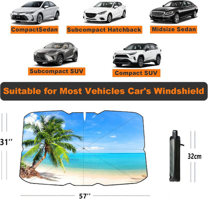 Windshield Sun Shade 2025 Car Accessories 100% Blackout Car Front Windsow Shades Umbrella Automotive Sun Visor Block Heat Insulation Protection (Black Eyes)