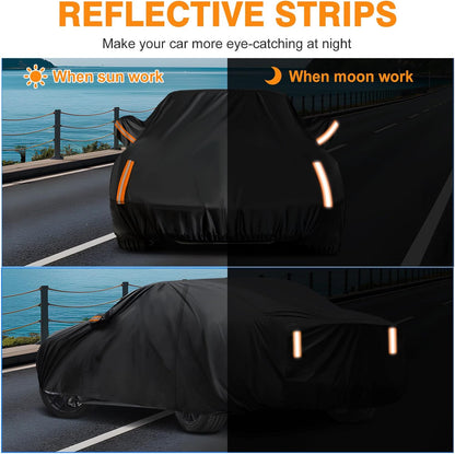 NEVERLAND Sedan Car Cover Waterproof Heavy Duty All Weather Protection Snow Anti-UV Windproof Outdoor Full Car Cover Fit for Automobiles BMW/Mercedes-Benz/Honda（for Car Size:183''L x 70''W x 59''H）