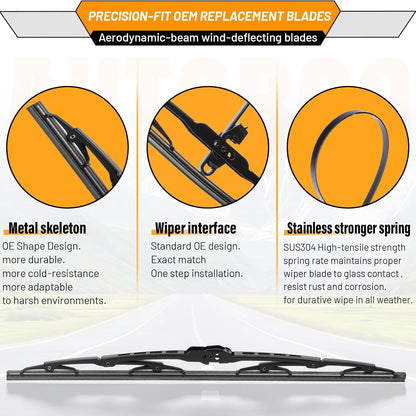 AUTOBOO 26"+19" Windshield Wipers Replacement for Tesla Model 3 2017 2018 2019 2020 2021 2022 2023 2024 2025 Model Y 2020 2021 2022 2023-2025 -Original Factory Quality (Pack of 2) - Colors A