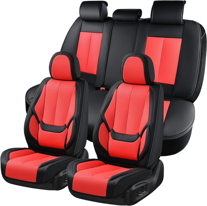 Coverado Seat Covers Full Set, Black Seat Covers for Cars 5 Seats, Car Seat Protector, Waterproof Nappa Leather Car Seat Cushion, Front and Rear Car Seat Cover Fit for Most Sedans SUV Pick-up Truck - Colors B