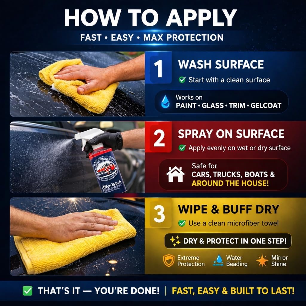 Sully’s After Wash Ceramic Spray Coating – SiO2 Quick Detailer – High Gloss, Water Beading & Hydrophobic Protection – Streak-Free Spray Sealant for Cars, Trucks & RVs – 16 oz