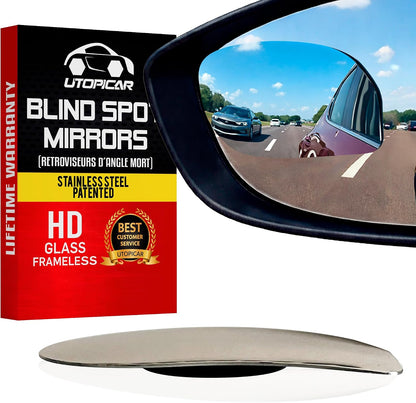 Blind Spot Convex Car Mirror - Rearview Accessories for Car Interior - Automotive Blindspot Mirrors for Larger Image and Improved Traffic Safety (2-Pack)