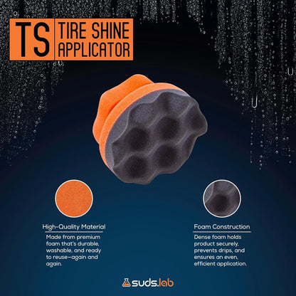 Suds Lab TS Tire Shine Applicator – Reusable Foam Tire Dressing Applicator Pad, Tire Shine Brush, Ideal for Car Tire Shine Gel, Tire Balm, Tire Cleaner, and Tire Applicator Sponge for even application