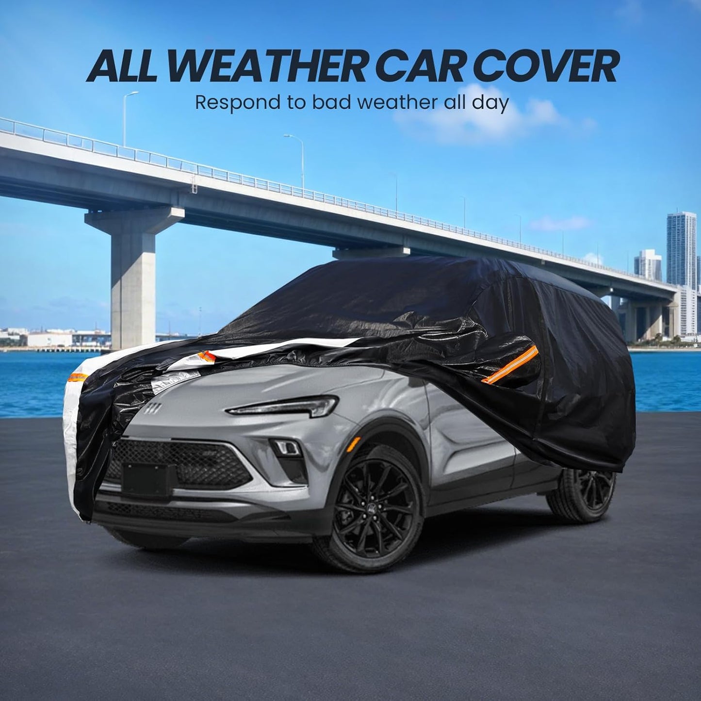 Large SUV Car Cover for Chevy Suburban 100% Waterproof All Weather, Heavy Duty Outdoor Full Exterior Covers Rain Sun Wind UV Protection. - Colors C