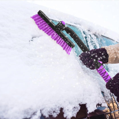 43" Ice Scraper for Car Windshield, Snow Brush with Squeegee, 3 in 1 Snow Removal for Cars with Foam Grip and 180° Pivoting Brush Head for Auto Truck SUV