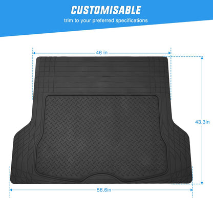 Nilight Rubber Cargo Mats for Cars Trucks SUVs,Universal Trim to fit for Most Vehicles,All Weather Protection Heavy Duty Cargo Liners