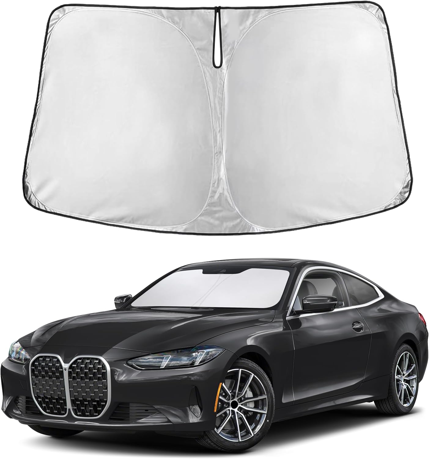 EcoNour Car Windshield Sun Shade | 2025 Upgraded Innovative No-Light-Pass Technology for Maximum Coverage | Foldable Sun Shade Keeps Your Vehicle Cool | Must-Have Car Accessories | Small (59" x 29") - Colors G