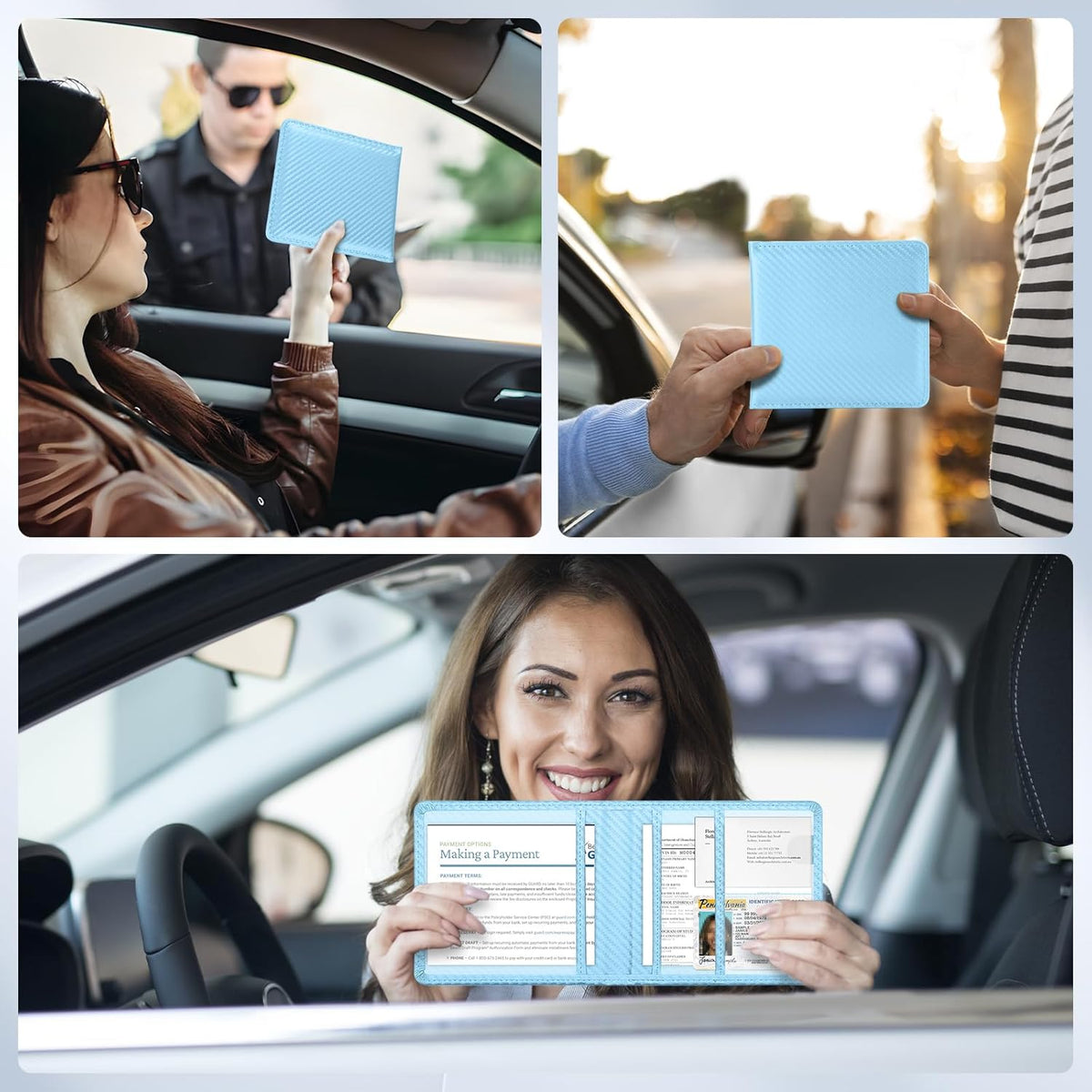 Car Registration and Insurance Card Holder，Vehicle Glove Box Car Organizer，Accessories Case for Storing Driving Licences, Cards, Documents