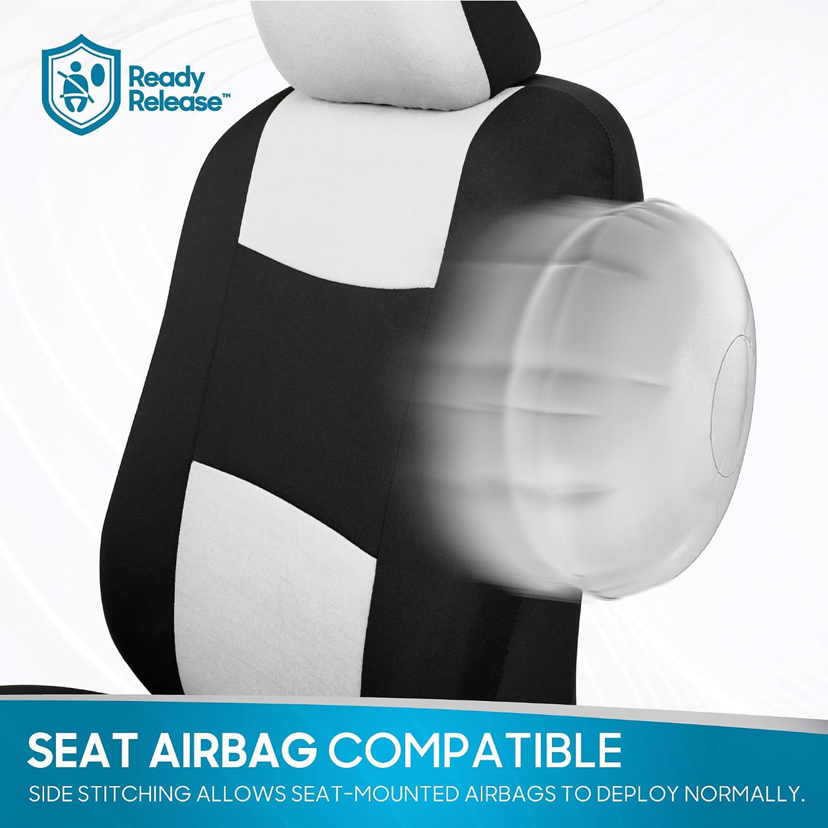 BDK PolyPro Car Seat Covers Full Set in Charcoal on Black – Front and Rear Split Bench for Cars, Easy to Install Cover Set, Accessories Auto Trucks Van SUV