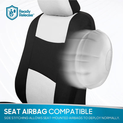 BDK PolyPro Car Seat Covers Full Set in Charcoal on Black – Front and Rear Split Bench for Cars, Easy to Install Cover Set, Accessories Auto Trucks Van SUV