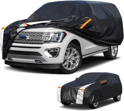 Large SUV Car Cover for Chevy Suburban 100% Waterproof All Weather, Heavy Duty Outdoor Full Exterior Covers Rain Sun Wind UV Protection. - Colors C