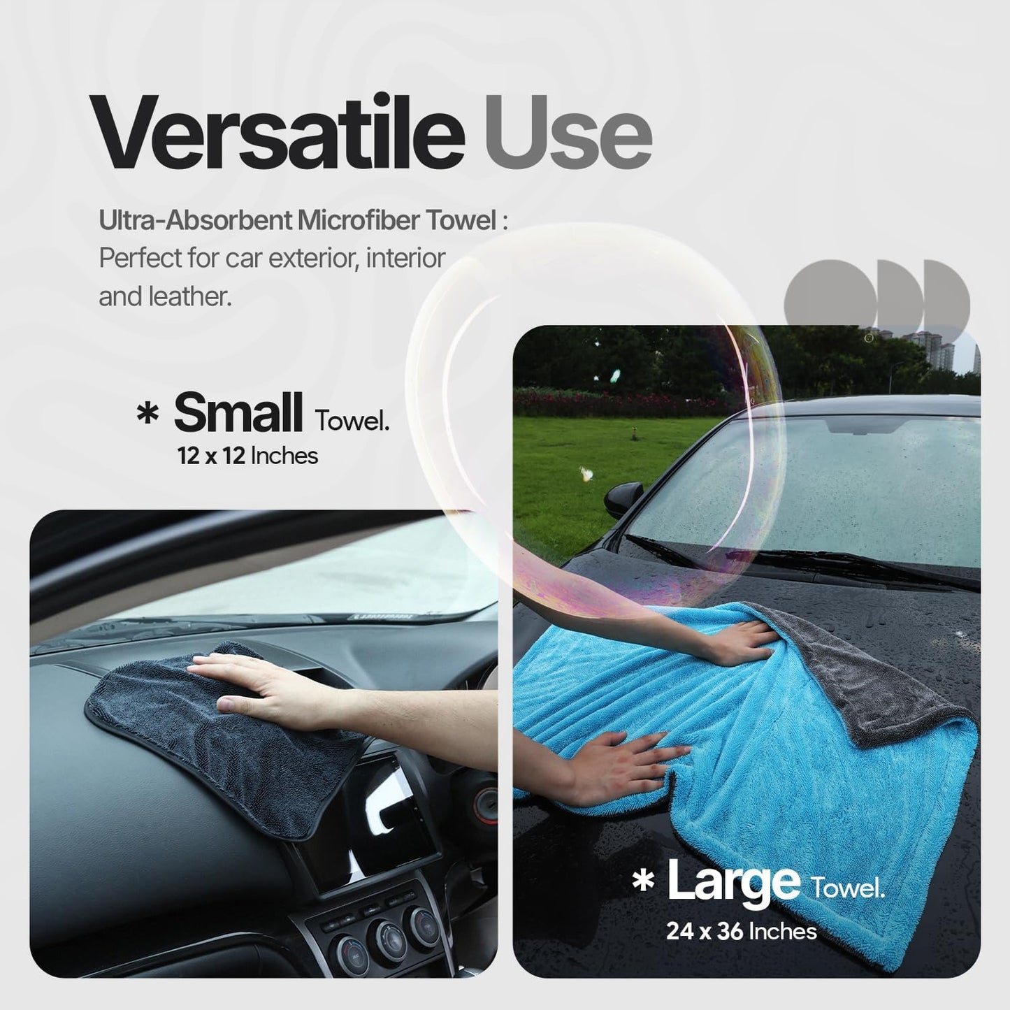 Crystal Clean 1300GSM Car Drying Towel - XL (24x36) Microfiber Towels for Cars with Double Twisted Loop, Professional Detailing Towel for Car Detailers - Quick Dry, Paint Safe & Swirl-Free
