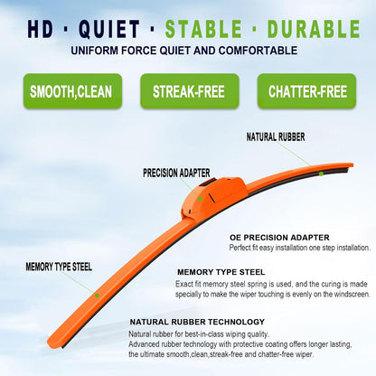 OEM QUALITY 24" +19" PARRATI Premium All-Season Windshield Wiper Blades (Set of 2) - Colors A