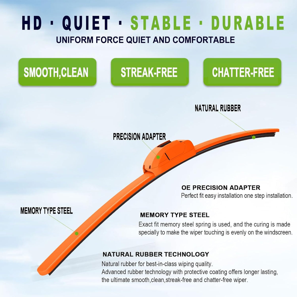OEM QUALITY 24" +19" PARRATI Premium All-Season Windshield Wiper Blades (Set of 2) - Colors B