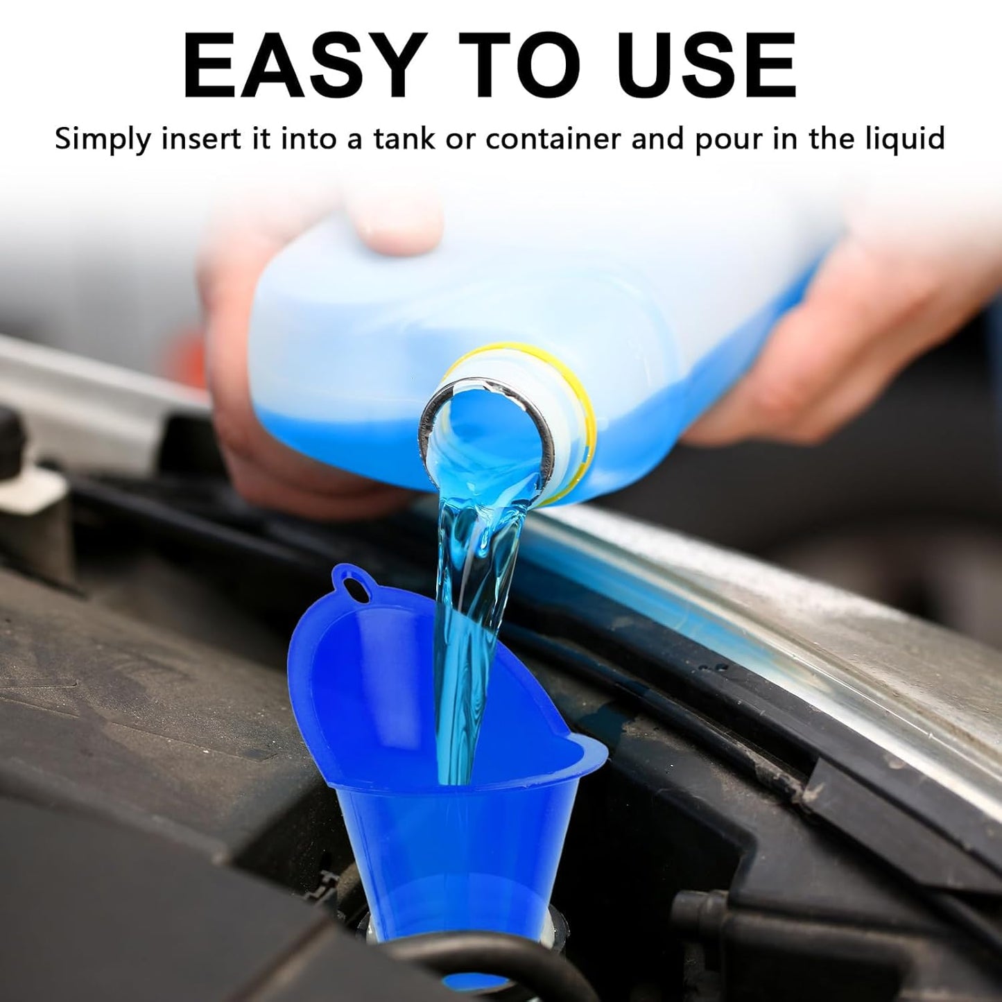 Long-Neck Oil Funnel for Automotive – Multi-Function Plastic Funnel for Oil, Gas & Lubricants – Universal Car Accessory (Black (1-Pack))