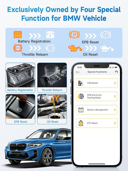 ANCEL BM700 PRO Fit for BMW Scanner - Battery Registration Tool, Code Reader for BMW/Mini/RR, Advanced OBD2 Scanner Auto V-I-N, Full System Diagnostic for BMW Scan Tool with All Reset Services (Blue)