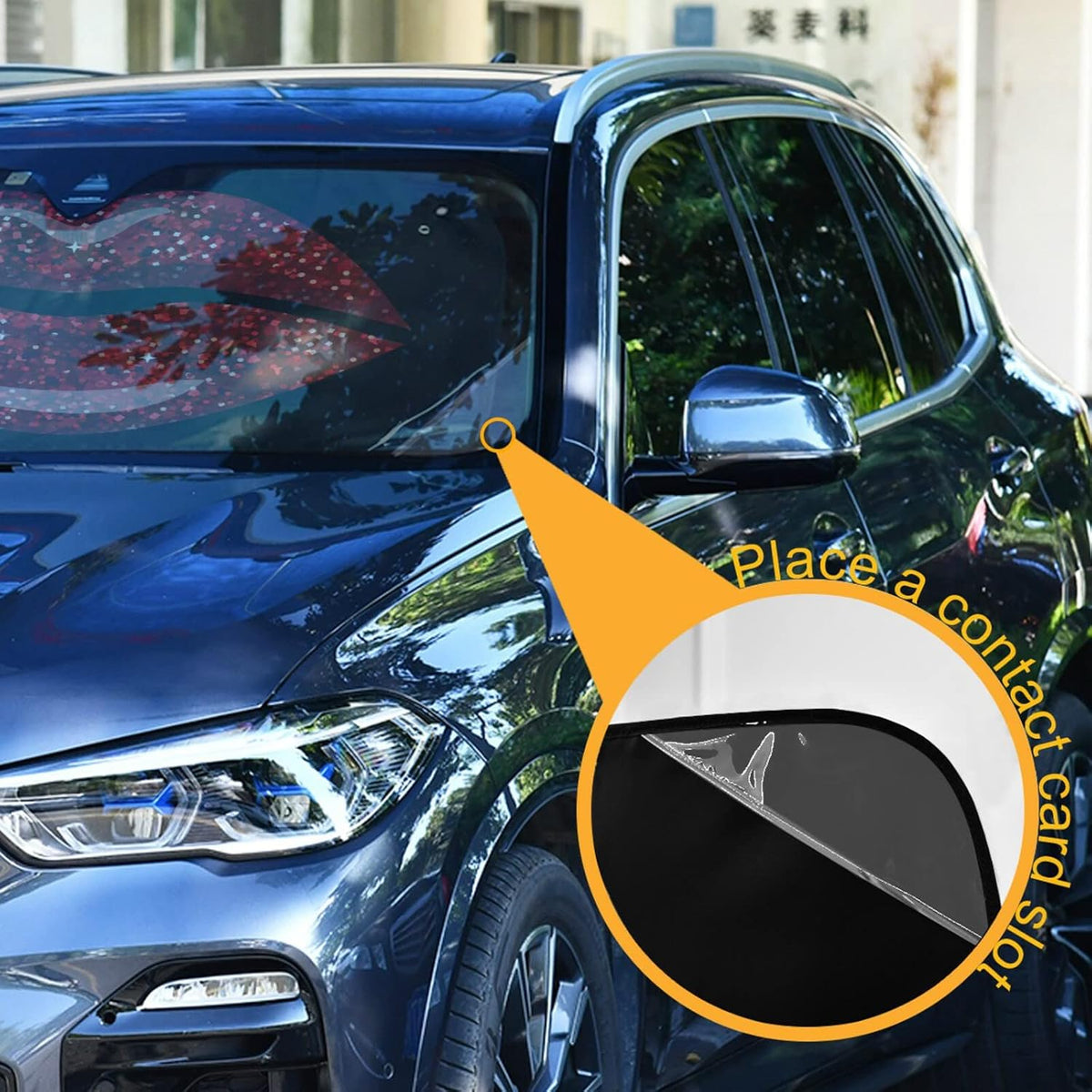 Black Leopard Car Windshield Sun Shade Animal Skin Print Foldable UV Ray Sun Visor Protector Sunshade to Keep Your Vehicle Cool (51" x 27.6")