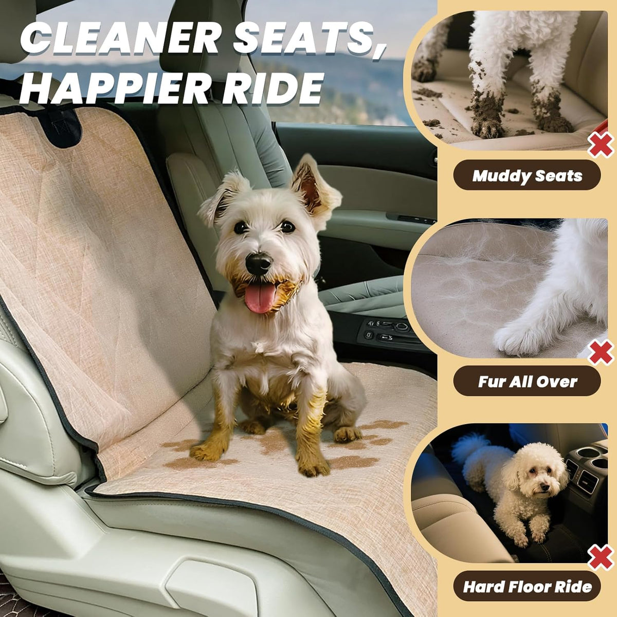 VIVAGLORY Dog Front Seat Cover Seatflex Car Seat Protector for Dog, Car Cover for Pet, Front Single Bucket Captain Chair Protector, Standard, Black, 1Pack