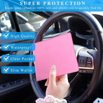 Kewucn 1 PC Car Registration Insurance Holder, Essential Auto Card Glove Box Organizer, Vehicle Interior Accessories Perfect for Most Car, Truck, SUV (10.55''×4.8'', Pink)