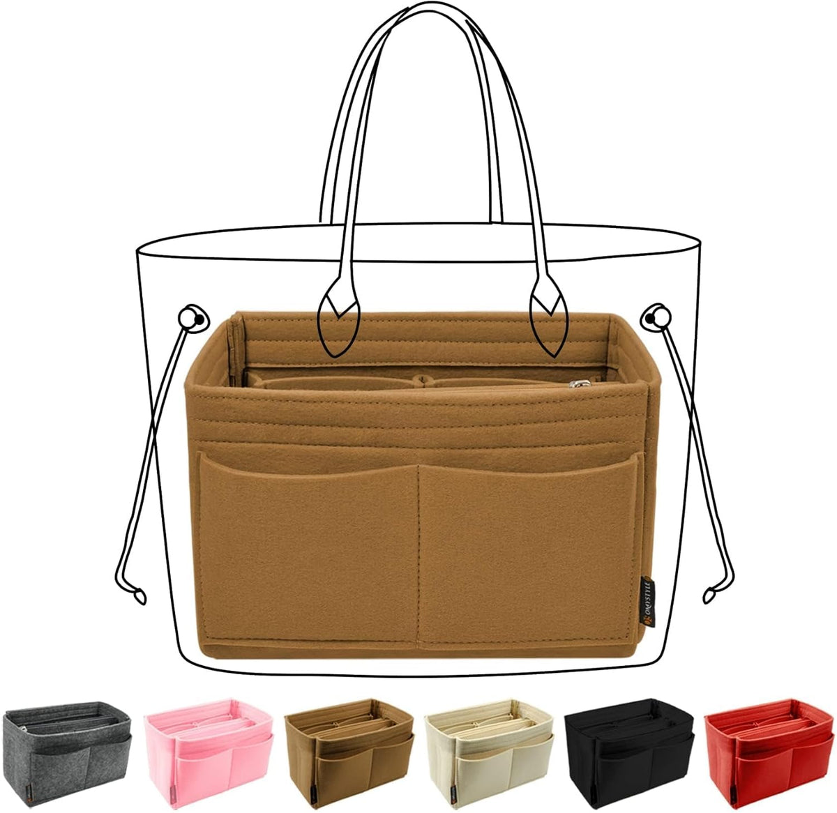 OMYSTYLE Purse Organizer Insert, Felt Tote Bag Organizer Insert with 5 Sizes, Handbag Dividers for Inside Purse, Compatible with Longchamp, Neverful, Speedy and More