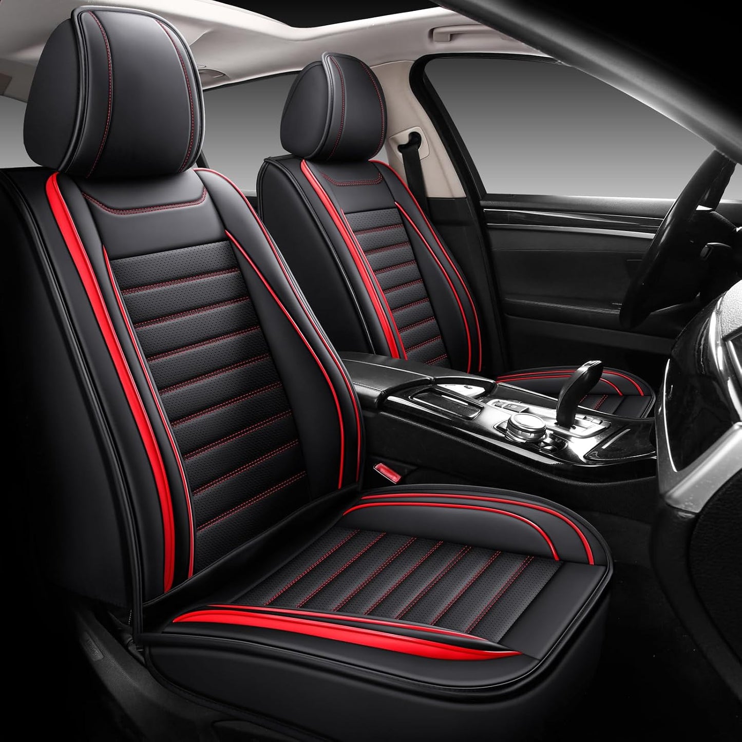 MINGBRON Leather Car Seat Covers,Car Seat Protector Waterproof,Seat Covers Full Set, Car Seat Protectors 5 Seats,Automotive Seat Covers Fit Most Cars Wine Red